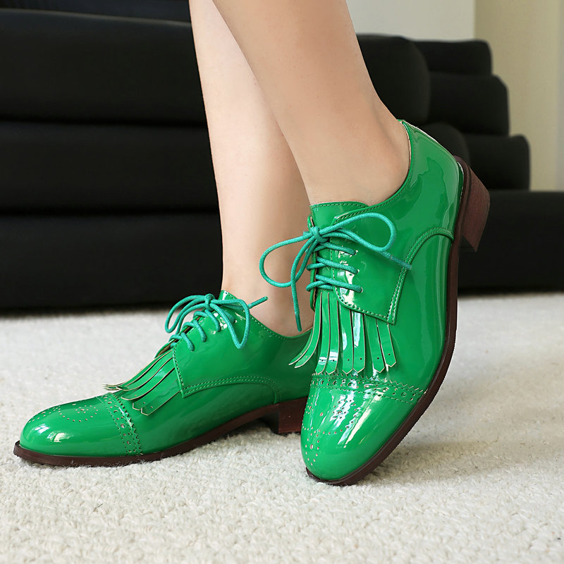 Pelle verniciata PU Rosa Verde - Oxford Lace Up Women recensione e prezzo