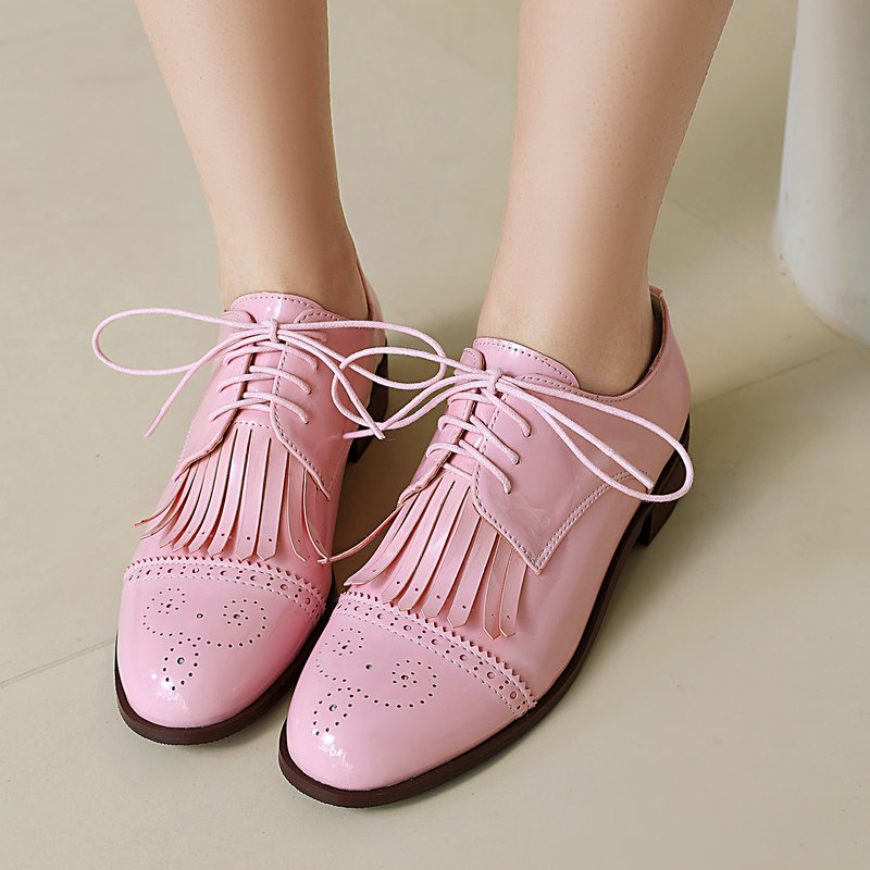 Pelle verniciata PU Rosa Verde - Oxford Lace Up Women recensione e prezzo