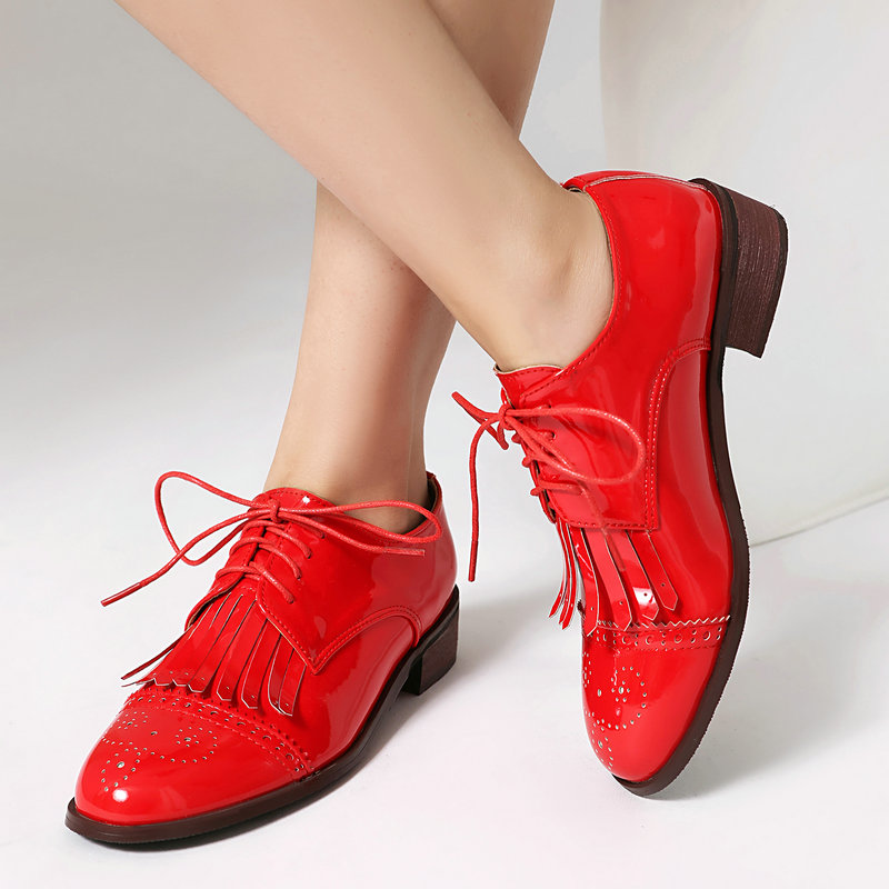 Pelle verniciata PU Rosa Verde - Oxford Lace Up Women recensione e prezzo