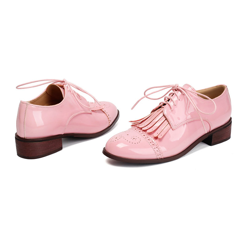 Pelle verniciata PU Rosa Verde - Oxford Lace Up Women recensione e prezzo